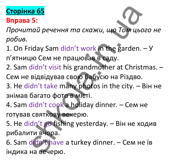 Відповідь до вправи 5, сторінка 65 - ГДЗ Англійська мова 5 клас Задорожна 2022