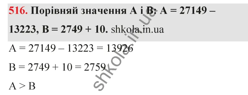 Відповідь до завдання № 516 - ГДЗ Математика 5 клас Бевз 2022