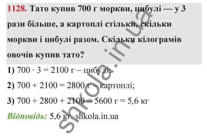Відповідь до завдання № 1128 - ГДЗ Математика 5 клас Бевз 2022