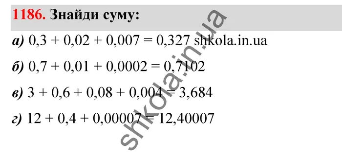 Відповідь до завдання № 1186 - ГДЗ Математика 5 клас Бевз 2022