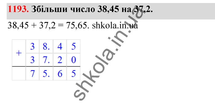 Відповідь до завдання № 1193 - ГДЗ Математика 5 клас Бевз 2022