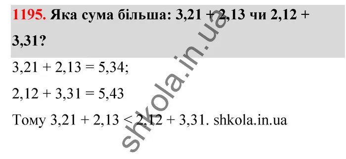 Відповідь до завдання № 1195 - ГДЗ Математика 5 клас Бевз 2022