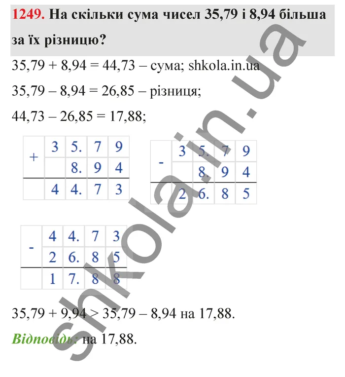 Відповідь до завдання № 1249 - ГДЗ Математика 5 клас Бевз 2022