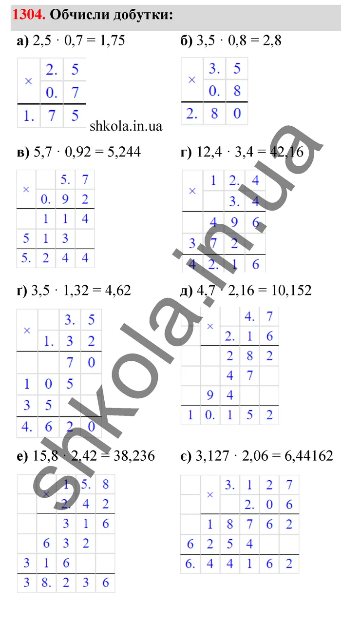 Відповідь до завдання № 1304 - ГДЗ Математика 5 клас Бевз 2022