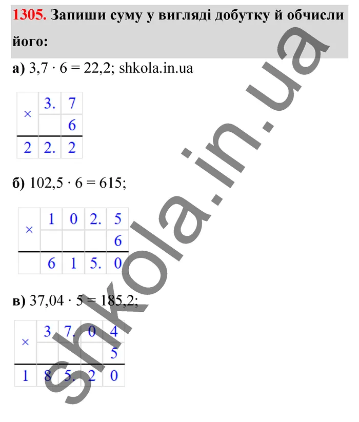 Відповідь до завдання № 1305 - ГДЗ Математика 5 клас Бевз 2022