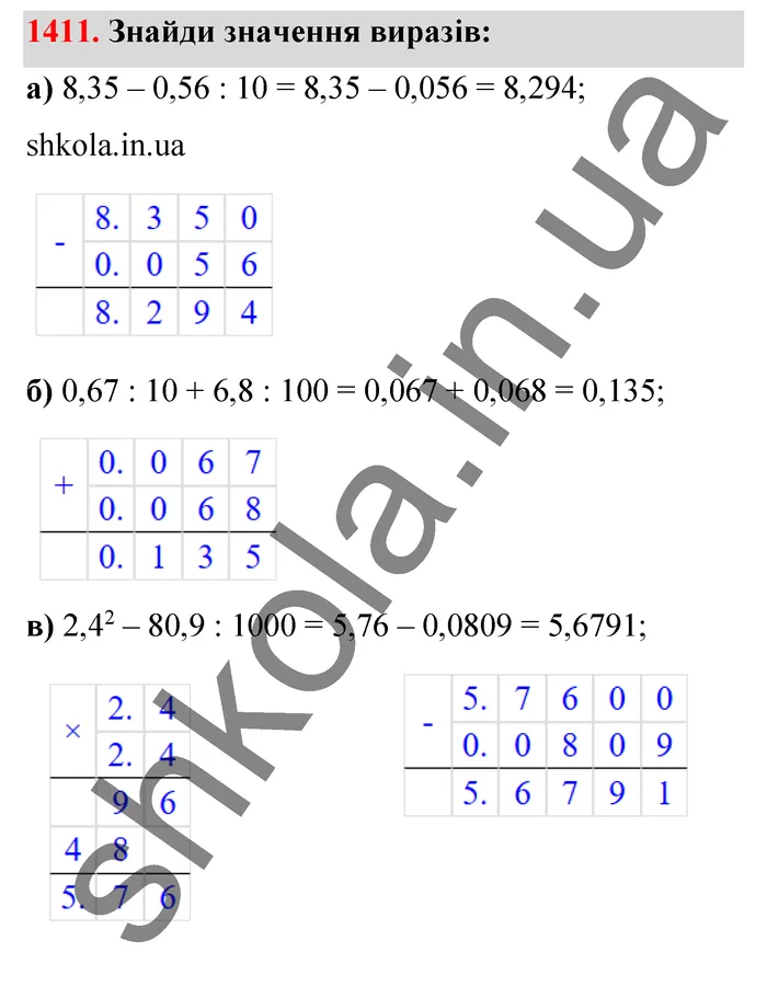 Відповідь до завдання № 1411 - ГДЗ Математика 5 клас Бевз 2022
