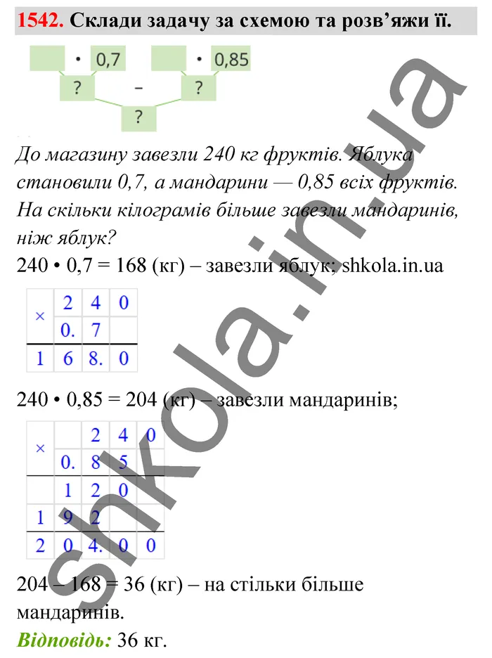 Відповідь до завдання № 1542 - ГДЗ Математика 5 клас Бевз 2022