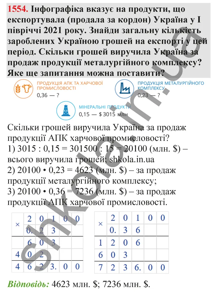 Відповідь до завдання № 1554 - ГДЗ Математика 5 клас Бевз 2022
