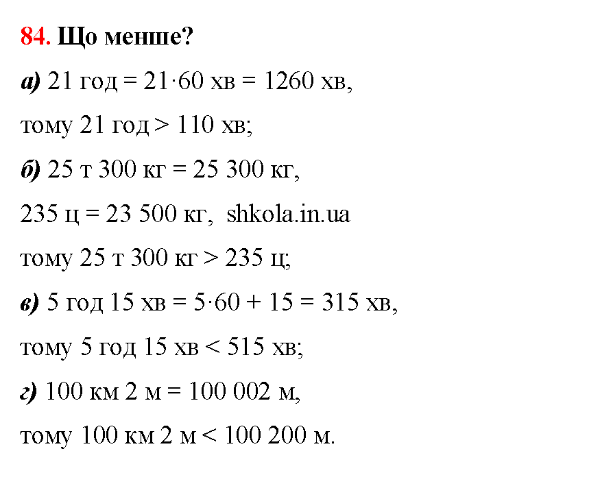 Відповідь до завдання № 84 - ГДЗ Математика 5 клас Бевз 2022