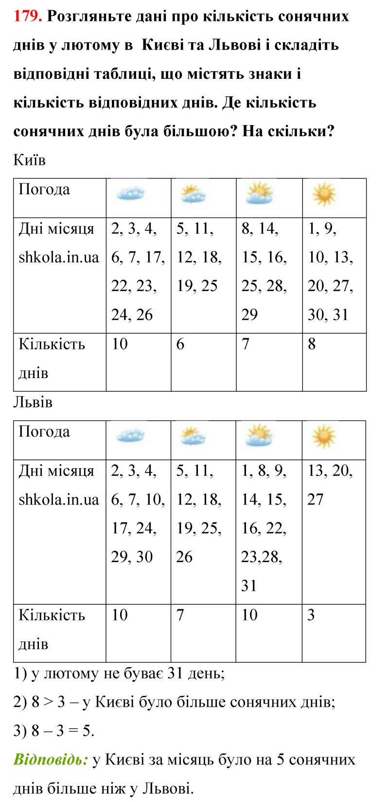 Відповідь до завдання № 179 - ГДЗ Математика 5 клас Бевз 2022
