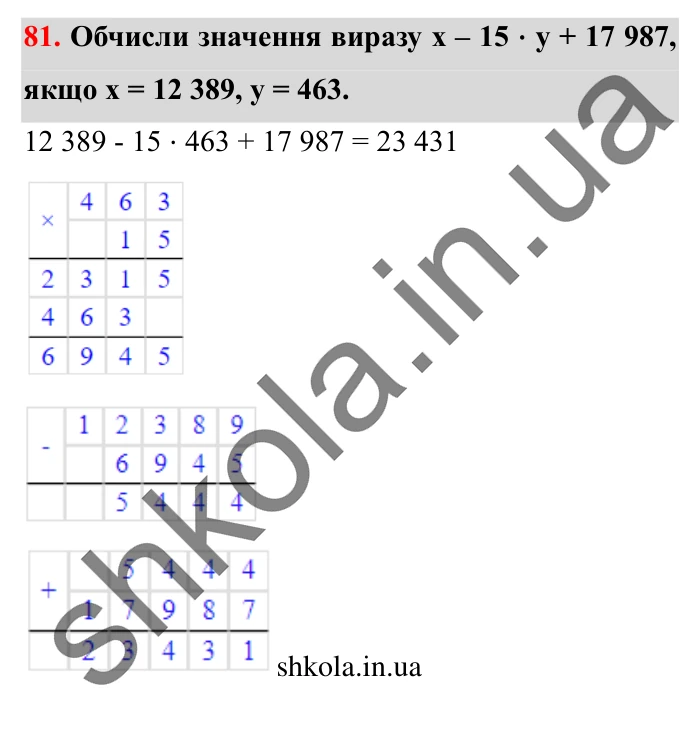 Завдання № 81 Відповідь до завдання № 81 - ГДЗ Математика 5 клас Істер 2022