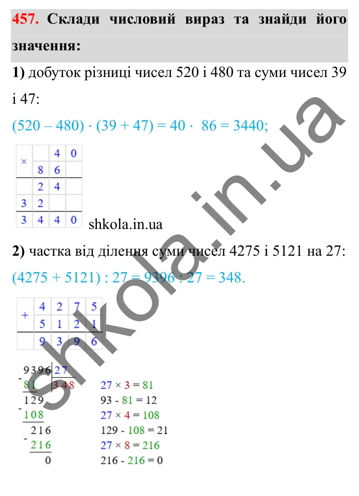 Завдання № 457 Відповідь до завдання № 457 - ГДЗ Математика 5 клас Істер 2022