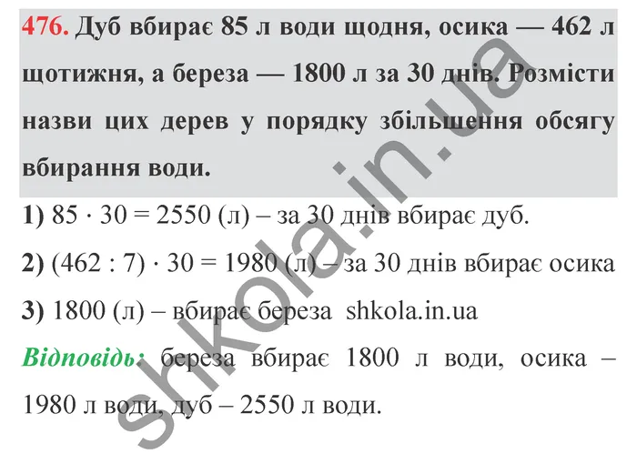 Відповідь до завдання № 476 - ГДЗ Математика 5 клас Істер 2022