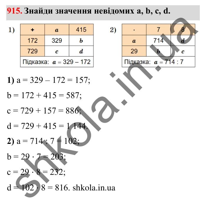 Завдання № 915 Відповідь до завдання № 915 - ГДЗ Математика 5 клас Істер 2022
