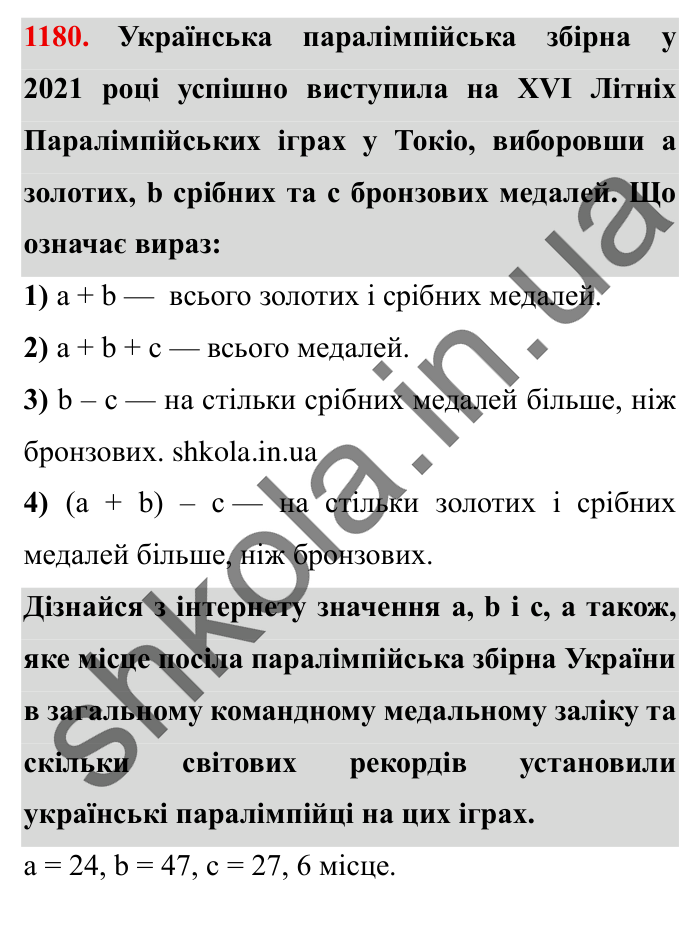 Завдання № 1180 Відповідь до завдання № 1180 - ГДЗ Математика 5 клас Істер 2022