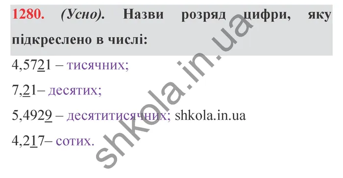 Відповідь до завдання № 1280 - ГДЗ Математика 5 клас Істер 2022