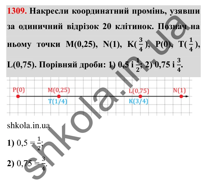 Завдання № 1309 Відповідь до завдання № 1309 - ГДЗ Математика 5 клас Істер 2022