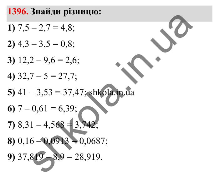 Завдання № 1396 Відповідь до завдання № 1396 - ГДЗ Математика 5 клас Істер 2022