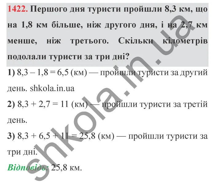 Відповідь до завдання № 1422 - ГДЗ Математика 5 клас Істер 2022