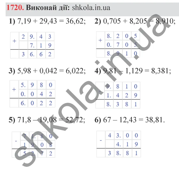 Відповідь до завдання № 1720 - ГДЗ Математика 5 клас Істер 2022