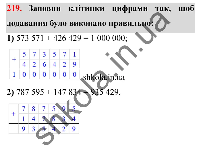 Відповідь до завдання № 219 - ГДЗ Математика 5 клас Істер 2022