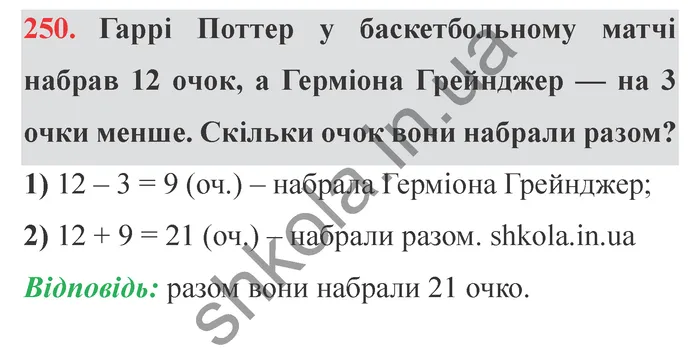 Відповідь до завдання № 250 - ГДЗ Математика 5 клас Істер 2022