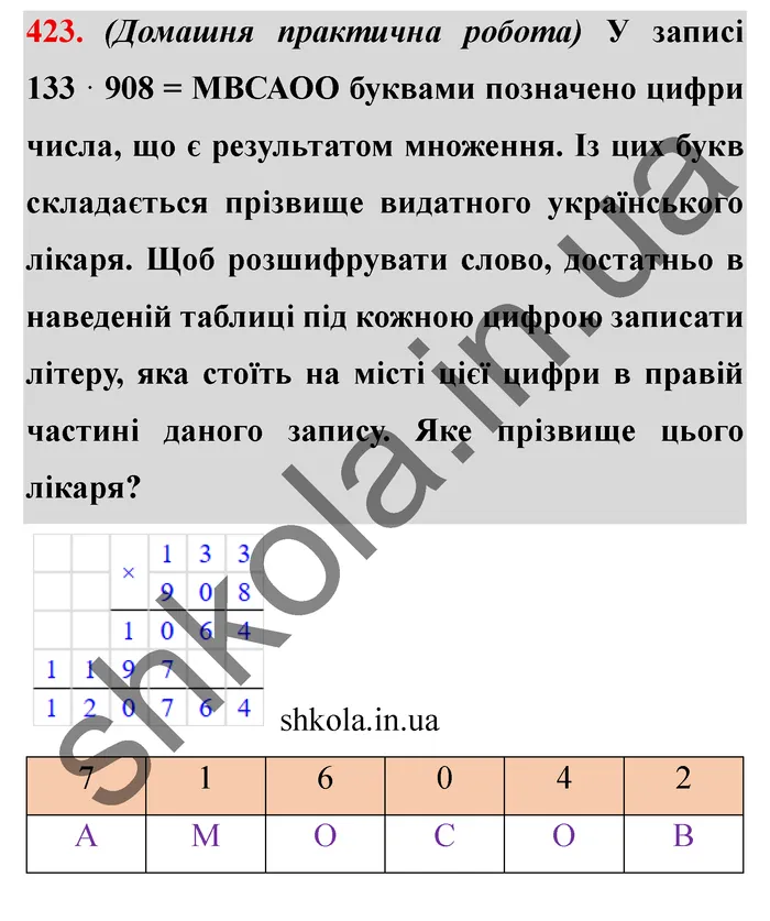 Відповідь до завдання № 423 - ГДЗ Математика 5 клас Мерзляк 2022