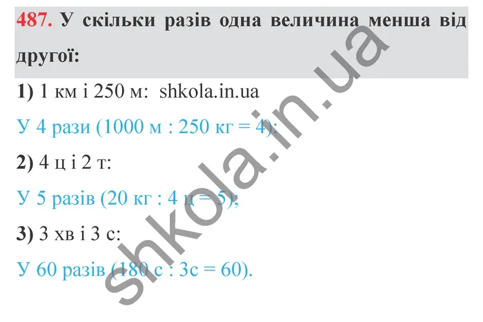 Завдання № 487 Відповідь до завдання № 487 - ГДЗ Математика 5 клас Мерзляк 2022