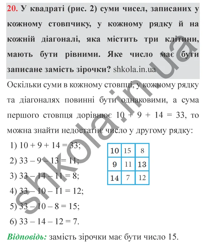 Відповідь до завдання № 20 - ГДЗ Математика 5 клас Мерзляк 2022