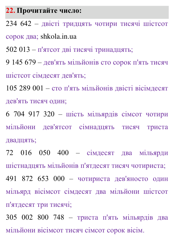 Завдання № 22 Відповідь до завдання № 22 - ГДЗ Математика 5 клас Мерзляк 2022