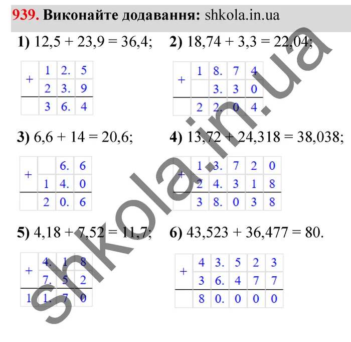 Завдання № 939 Відповідь до завдання № 939 - ГДЗ Математика 5 клас Мерзляк 2022