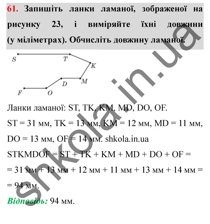 Завдання № 61 Відповідь до завдання № 61 - ГДЗ Математика 5 клас Мерзляк 2022