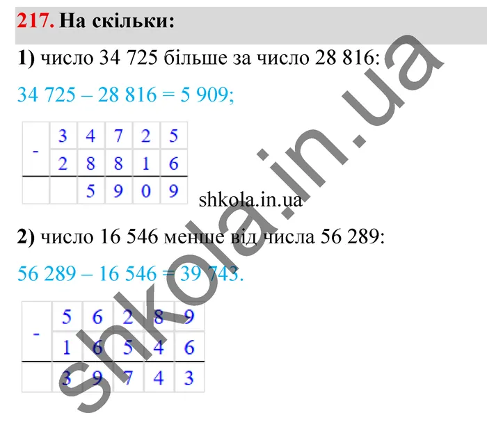 Завдання № 217 Відповідь до завдання № 217 - ГДЗ Математика 5 клас Мерзляк 2022