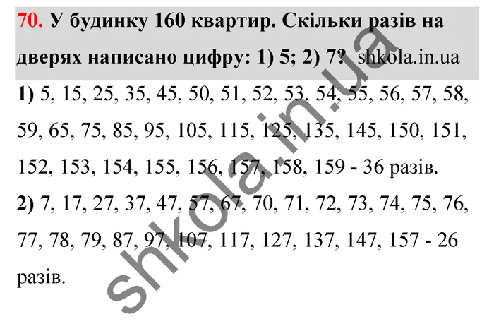 Відповідь до завдання № 70 - ГДЗ Математика 5 клас Тарасенкова 2022