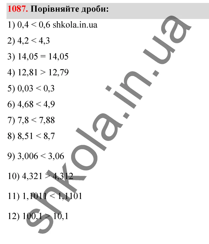 Відповідь до завдання № 1087 - ГДЗ Математика 5 клас Тарасенкова 2022