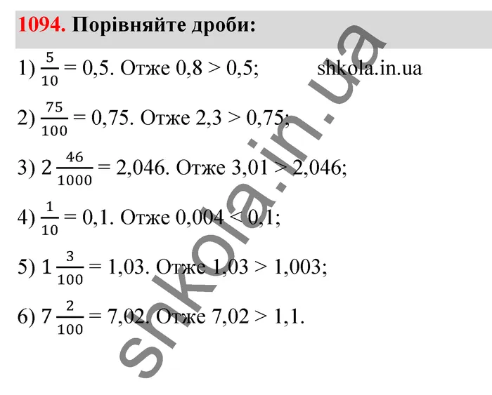 Відповідь до завдання № 1094 - ГДЗ Математика 5 клас Тарасенкова 2022