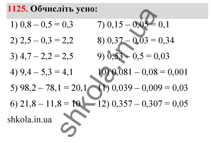 Відповідь до завдання № 1125 - ГДЗ Математика 5 клас Тарасенкова 2022