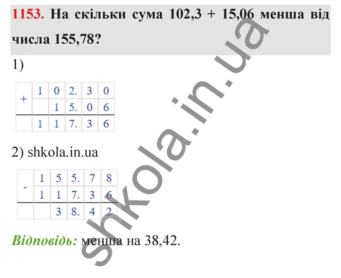 Відповідь до завдання № 1153 - ГДЗ Математика 5 клас Тарасенкова 2022