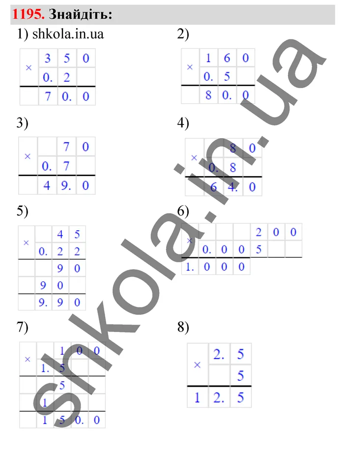 Відповідь до завдання № 1195 - ГДЗ Математика 5 клас Тарасенкова 2022