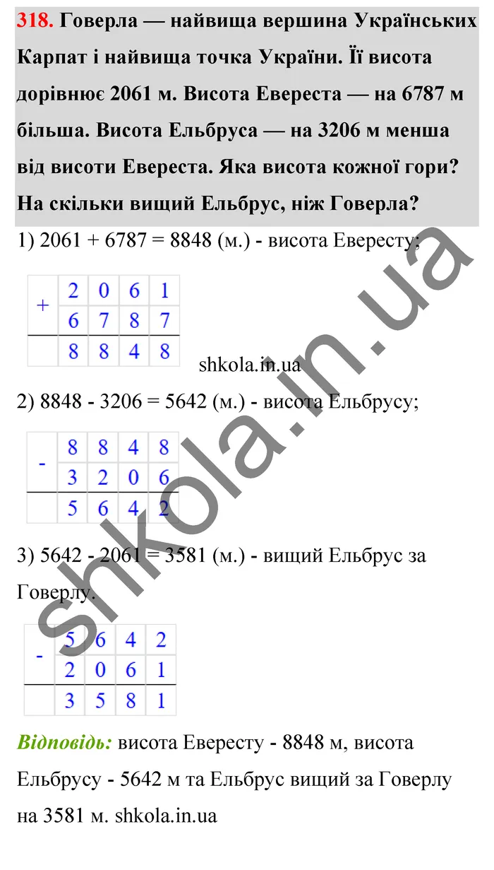 Відповідь до завдання № 318 - ГДЗ Математика 5 клас Тарасенкова 2022
