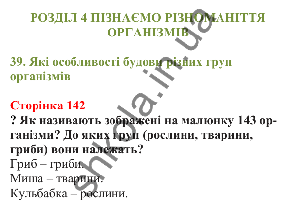 Відповіді до сторінки 142 - ГДЗ Пізнаємо природу 5 клас Біда 2022