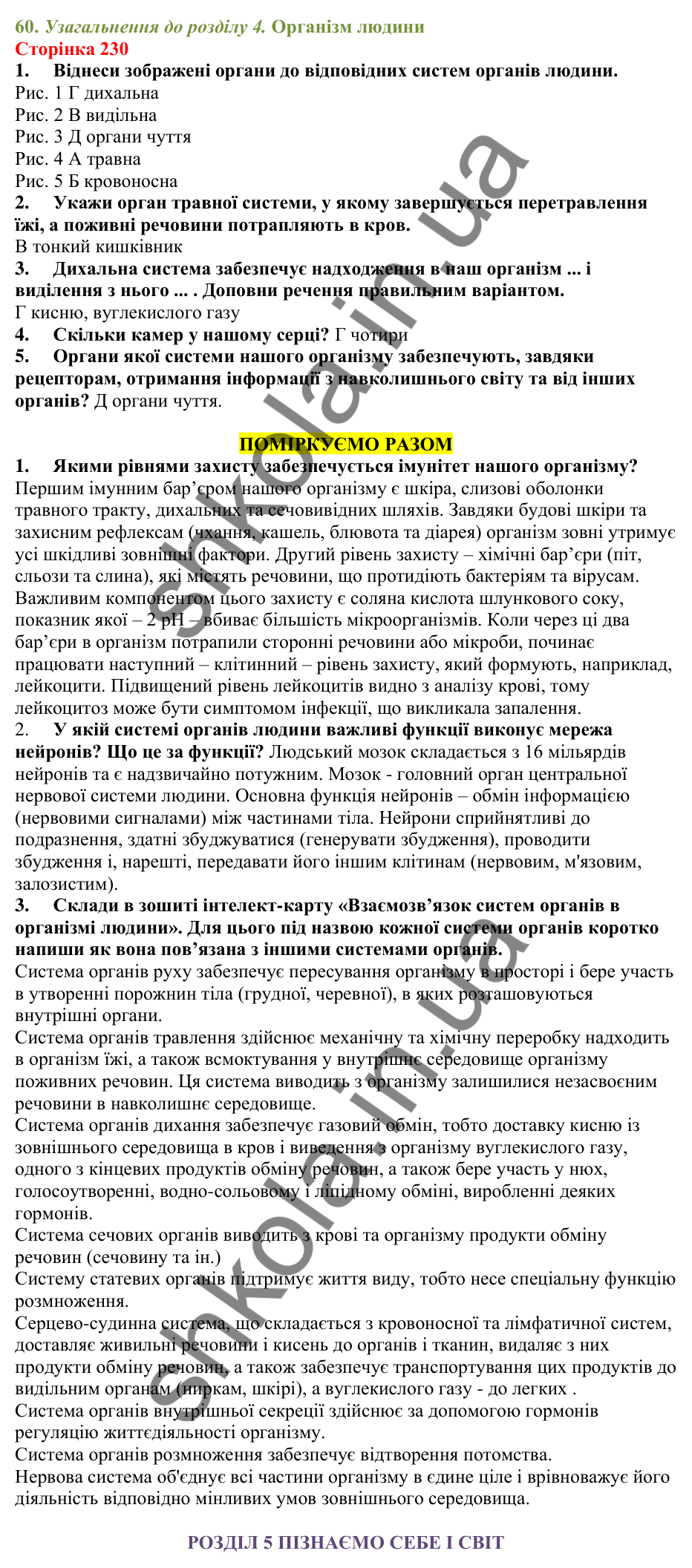 Відповіді до сторінки 230 - ГДЗ Пізнаємо природу 5 клас Біда 2022