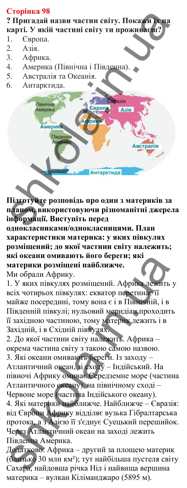 Відповіді до сторінки 98 - ГДЗ Пізнаємо природу 5 клас Біда 2022