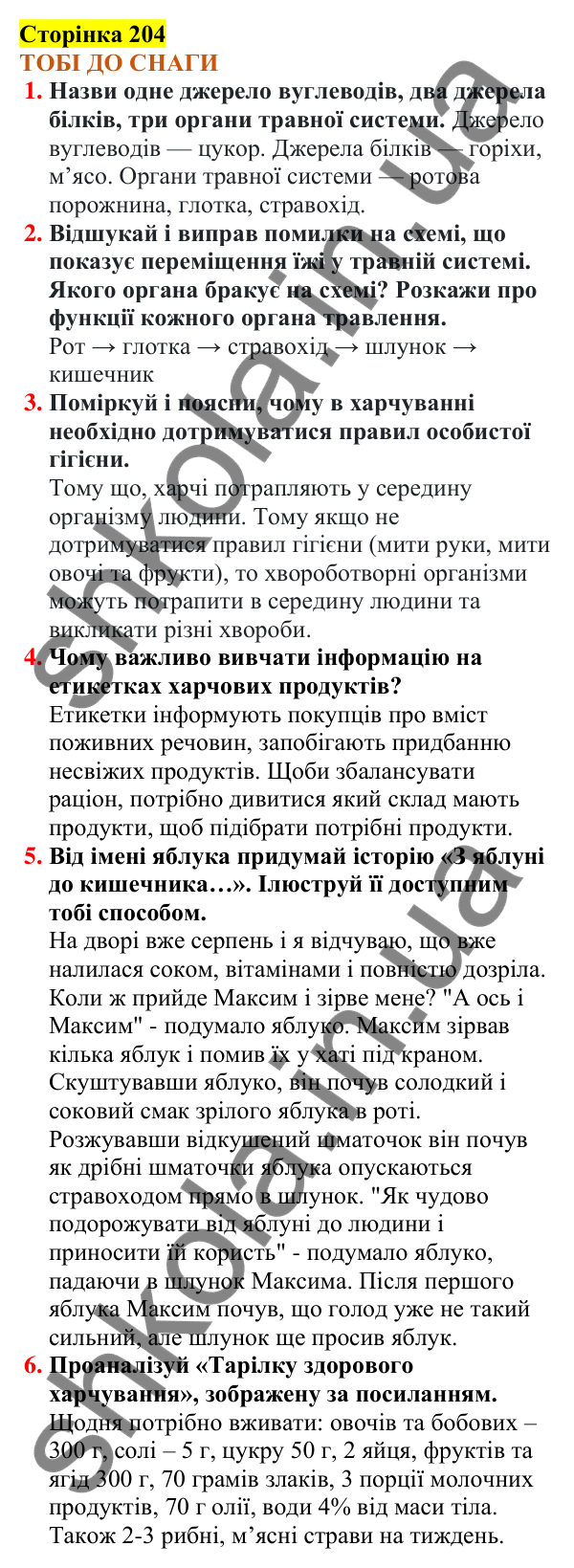 Відповіді до сторінки 204 - ГДЗ Пізнаємо природу 5 клас Коршевнюк 2022