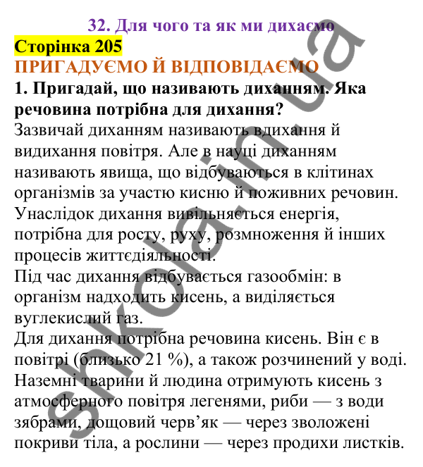 Відповіді до сторінки 205 - ГДЗ Пізнаємо природу 5 клас Коршевнюк 2022
