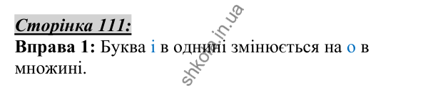 Відповідь до вправи 1, сторінка 111 - ГДЗ Українська мова 5 клас Авраменко 2022