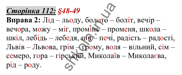 Відповідь до вправи 2, сторінка 112 - ГДЗ Українська мова 5 клас Авраменко 2022