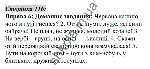 Відповідь до вправи 6, сторінка 116 - ГДЗ Українська мова 5 клас Авраменко 2022