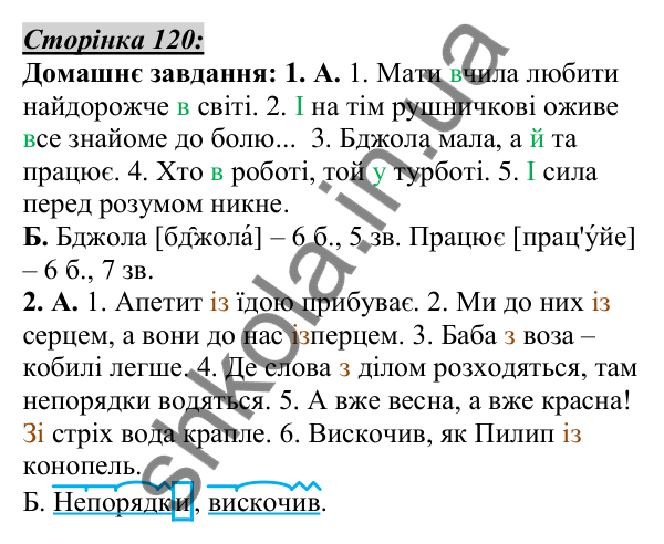 Відповідь до домашнього завдання, сторінка 120 - ГДЗ Українська мова 5 клас Авраменко 2022