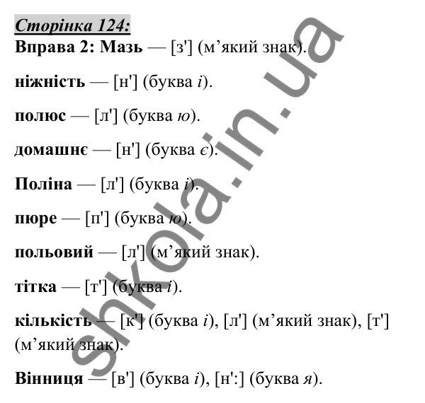 Відповідь до вправи 2, сторінка 124 - ГДЗ Українська мова 5 клас Авраменко 2022